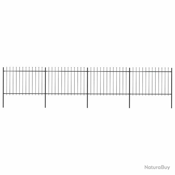 Cl�ture de avec dessus en forme de lance en acier 714,5 x 120 cm Noir