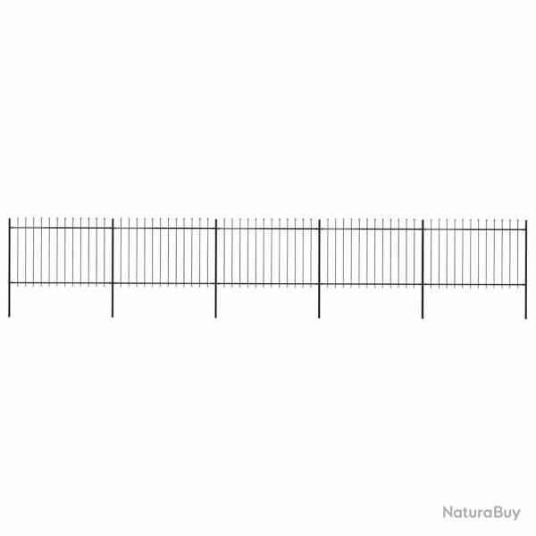 Cl�ture de avec dessus en forme de lance en acier 892,5 x 120 cm Noir