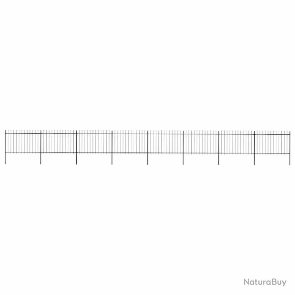 Cl�ture de avec dessus en forme de lance en acier 1426 x 120 cm Noir