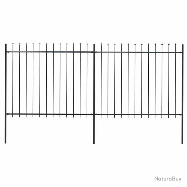 Cl�ture de avec dessus en forme de lance en acier 359 x 150 cm Noir