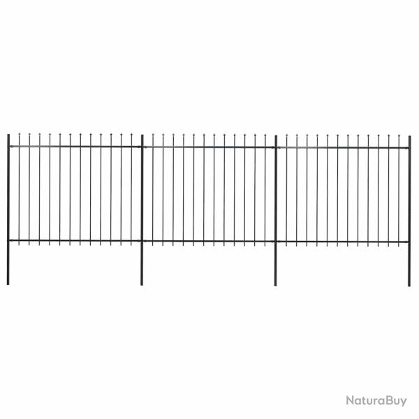 Cl�ture de avec dessus en forme de lance en acier 537 x 150 cm Noir