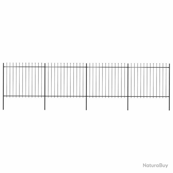 Cl�ture de avec dessus en forme de lance en acier 714,5 x 150 cm Noir