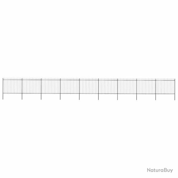 Cl�ture de avec dessus en forme de lance en acier 1603,5 x 150 cm Noir