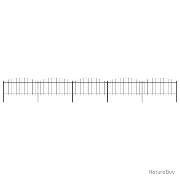 Cl�ture de avec dessus en forme de lance en acier 892,5 x 75 cm Noir