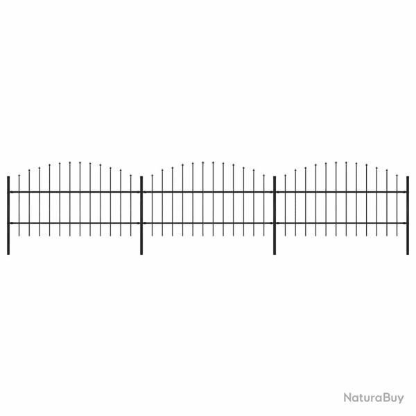 Cl�ture de avec dessus en forme de lance en acier 537 x 100 cm Noir