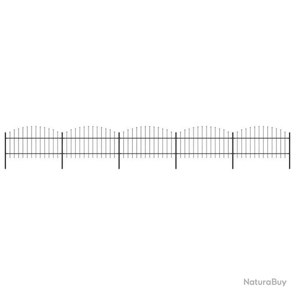 Cl�ture de  avec dessus en forme de lance en acier 892,5 x 125 cm Noir