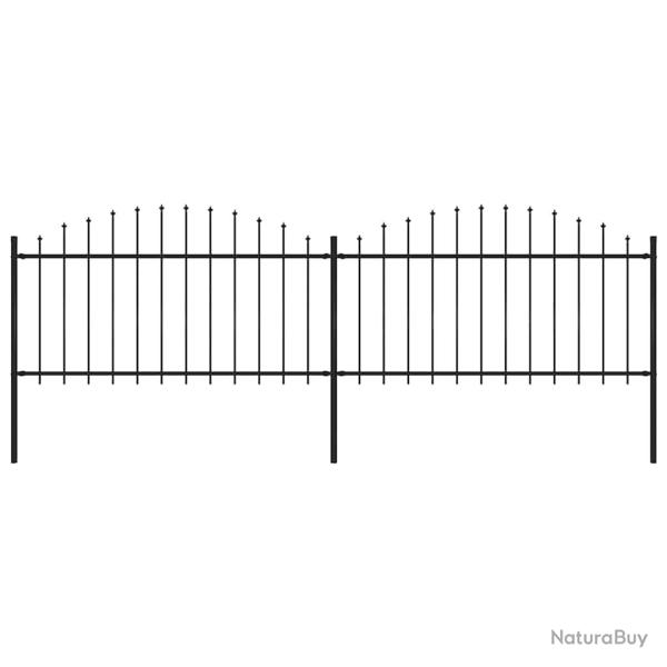 Cl�ture de  avec dessus en forme de lance en acier 359 x 150 cm Noir