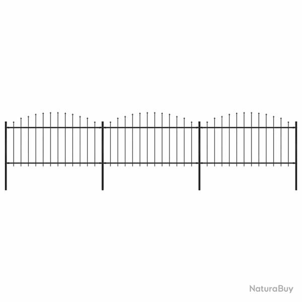 Cl�ture de  avec dessus en forme de lance en acier 537 x 150 cm Noir