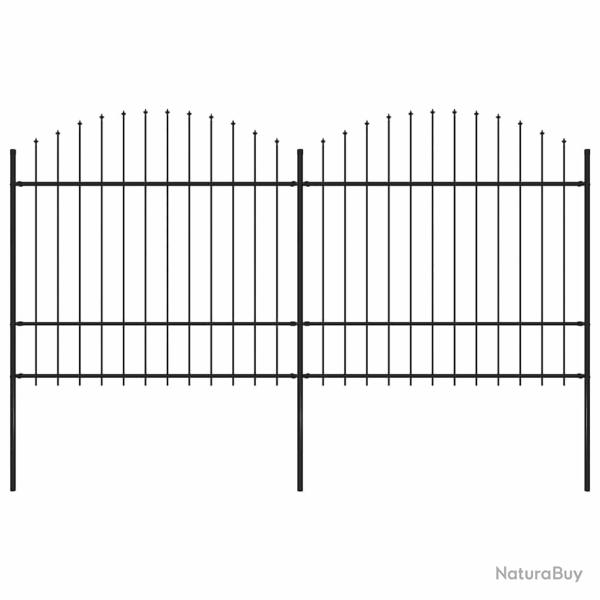 Cl�ture de  avec dessus en forme de lance en acier 359 x 175 cm Noir