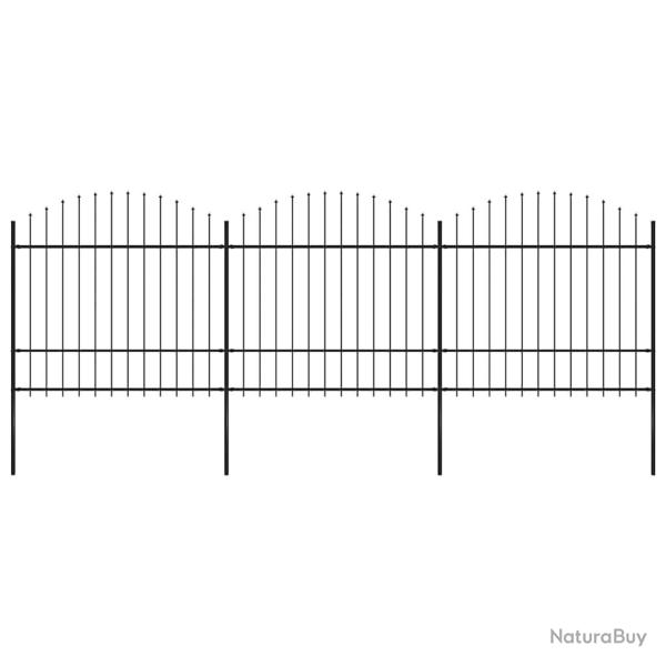 Cl�ture de  avec dessus en forme de lance en acier 537 x 175 cm Noir
