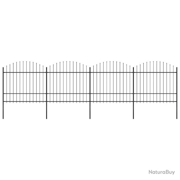 Cl�ture de avec dessus en forme de lance en acier 714,5 x 175 cm Noir