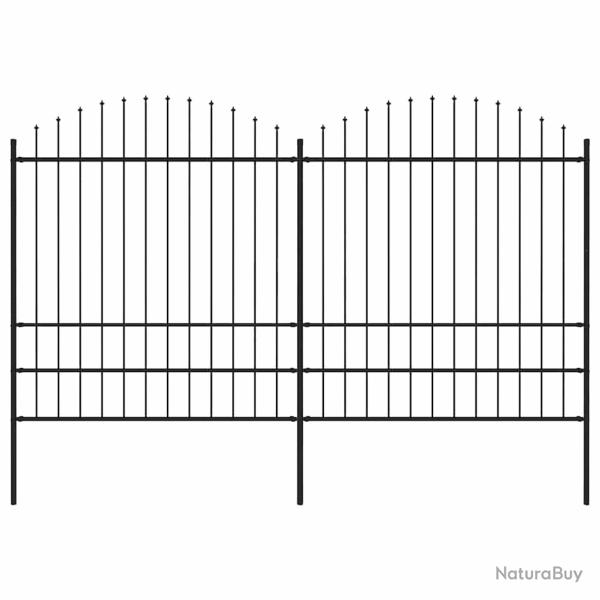 Cl�ture de  avec dessus en forme de lance en acier 359 x 200 cm Noir