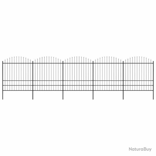 Cl�ture de  avec dessus en forme de lance en acier 892,5 x 200 cm Noir