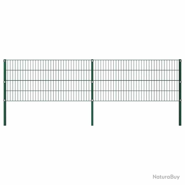 Panneau de cl�ture avec poteaux en fer 349 x 80 cm Vert