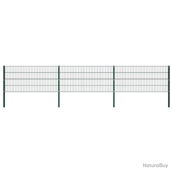 Panneau de cl�ture avec poteaux en fer 522 x 80 cm Vert