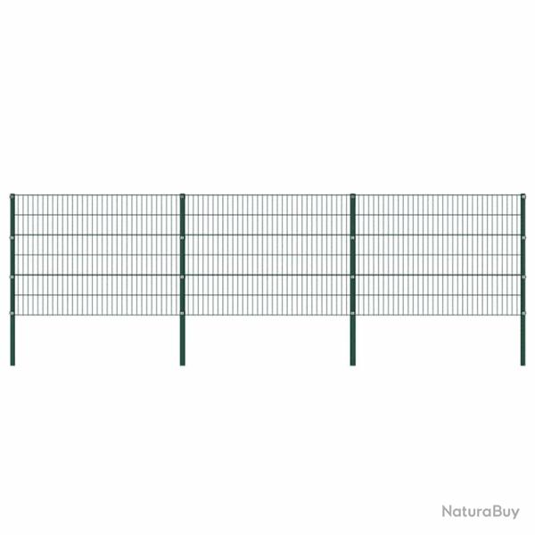 Panneau de cl�ture avec poteaux en fer 522 x 120 cm Vert