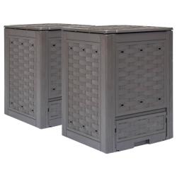 Composteurs de 2 pcs 60x60x83 cm 600 L Plastique rotin