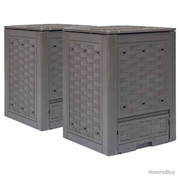 Composteurs de 2 pcs 60x60x83 cm 600 L Plastique rotin