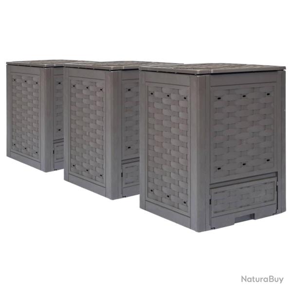 Composteurs de 3 pcs 60x60x83 cm 900 L Plastique rotin