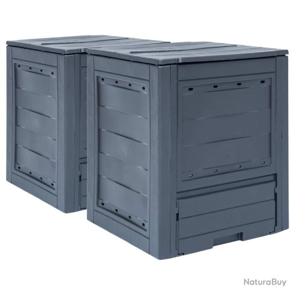 Composteurs de 2 pcs Gris 60x60x73 cm 520 L