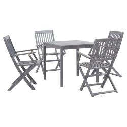 Ensemble &agrave; manger de 5 pcs Bois d'acacia massif Gris