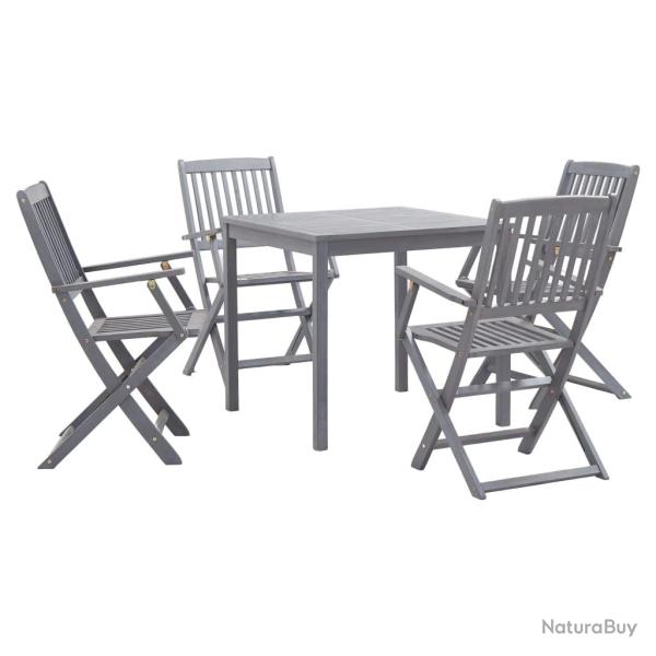 Ensemble � manger de 5 pcs Bois d'acacia massif Gris