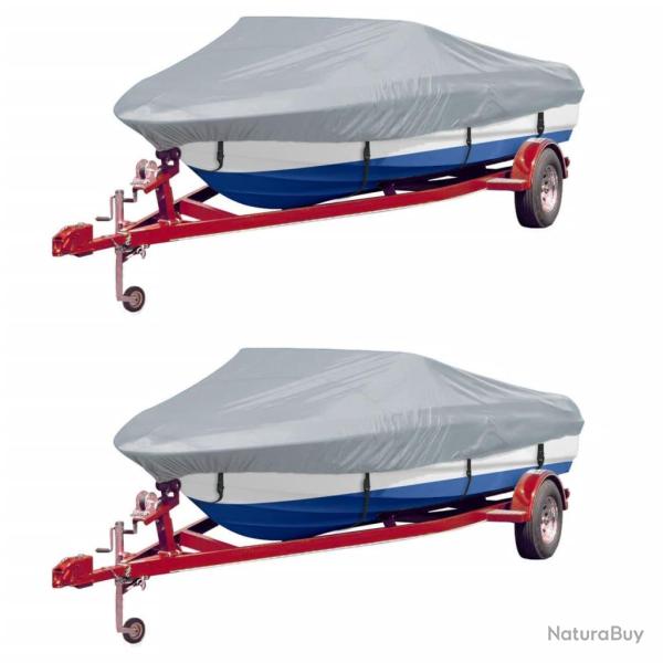 Housses de bateau 2 pcs Gris Longueur 427-488 cm Largeur 229 cm