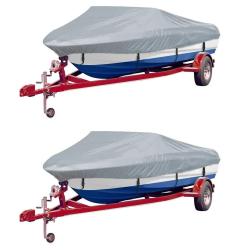 Housses de bateau 2 pcs Gris Longueur 610-671 cm Largeur 254 cm