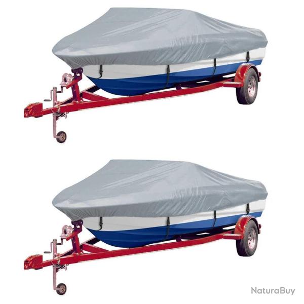Housses de bateau 2 pcs Gris Longueur 610-671 cm Largeur 254 cm
