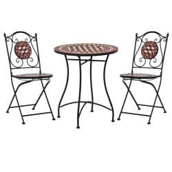 Ensemble de bistro 3 pcs mosa&iuml;que Carreau c&eacute;ramique Terre cuite