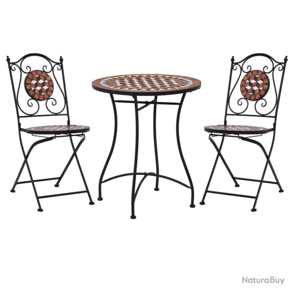 Ensemble de bistro 3 pcs mosa�que Carreau c�ramique Terre cuite
