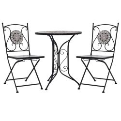 Mobilier de bistro 3 pcs mosa&iuml;que Carreaux c&eacute;ramiques Gris