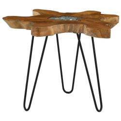 Table basse 70x45 cm Bois de teck massif et polyr&eacute;sine