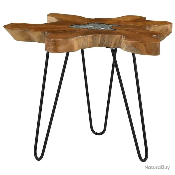 Table basse 70x45 cm Bois de teck massif et polyr�sine