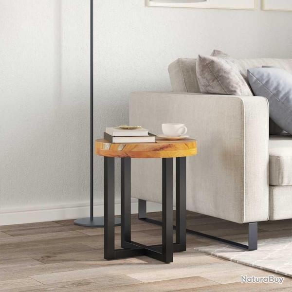 Table basse 40x45 cm Bois de teck massif et polyr�sine