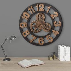 Horloge murale M&eacute;tal 58 cm Dor&eacute; et noir