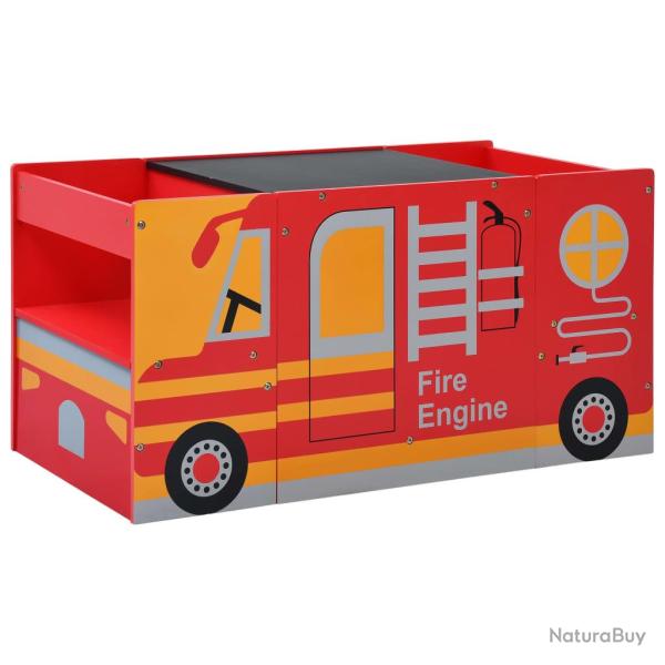 Jeu de table et chaises d'enfants 3 pcs Camion de pompiers Bois