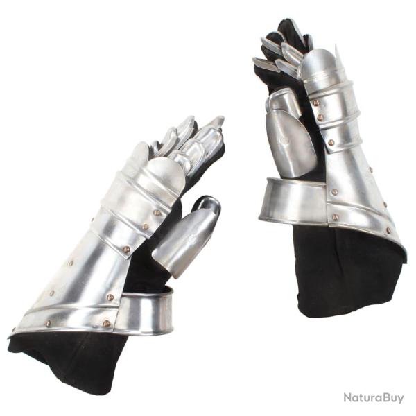 Gantelets de chevalier m�di�val GN Argent� Acier