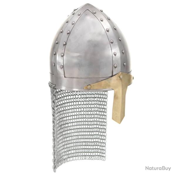 Casque de chevalier crois� antique pour GN Argent� Acier