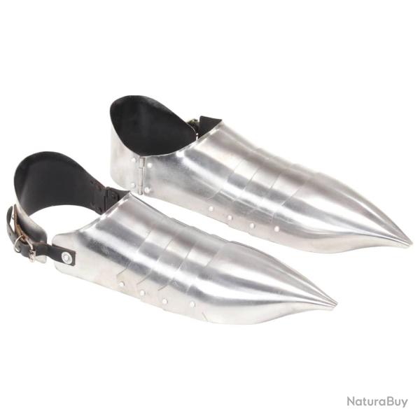 Solerets d'armure de chevalier m�di�val GN Argent� Acier