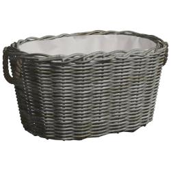 Panier &agrave; bois de chauffage avec poign&eacute;es 59x42x28 cm Gris Saule