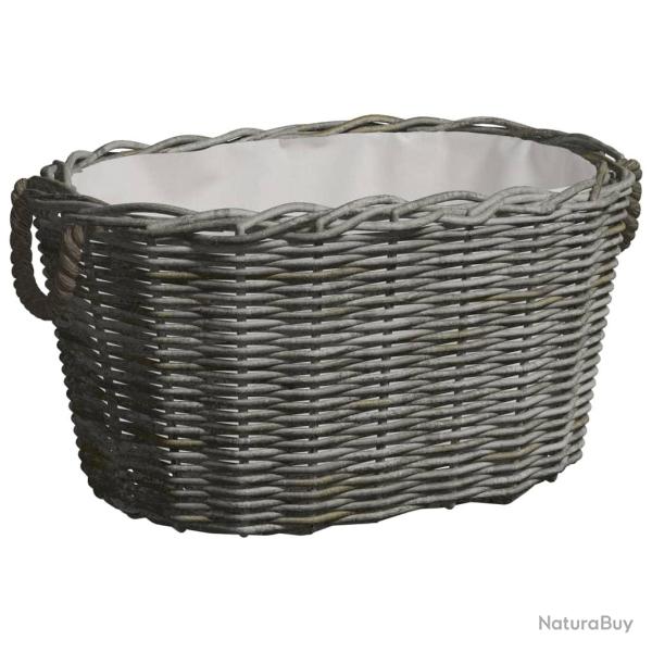 Panier � bois de chauffage avec poign�es 59x42x28 cm Gris Saule