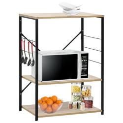 Armoire &agrave; micro-ondes noir et ch&ecirc;ne 60x39,6x79,5 cm