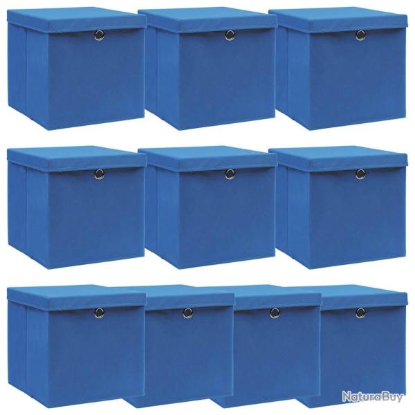 Bo�tes de rangement avec couvercle 10 pcs Bleu 32x32x32cm Tissu