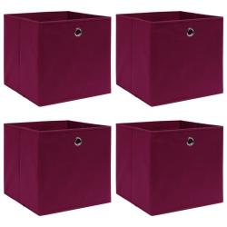Bo&icirc;tes de rangement 4 pcs Rouge fonc&eacute; 32x32x32 cm Tissu