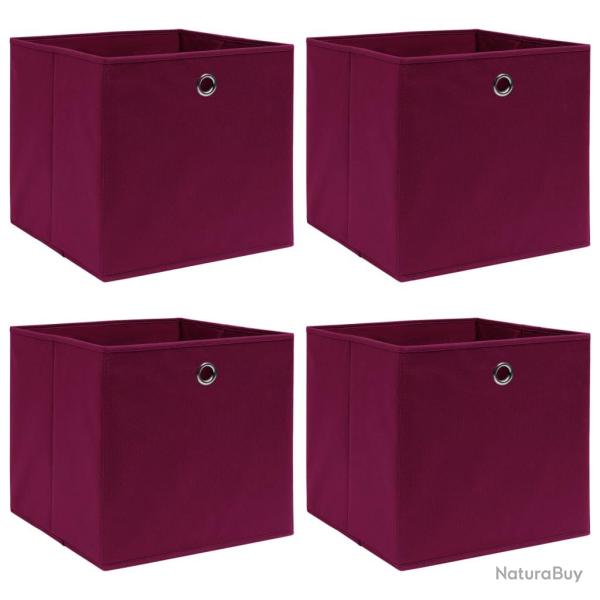 Bo�tes de rangement 4 pcs Rouge fonc� 32x32x32 cm Tissu