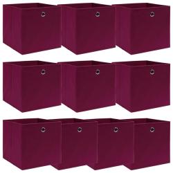 Bo&icirc;tes de rangement 10 pcs Rouge fonc&eacute; 32x32x32 cm Tissu