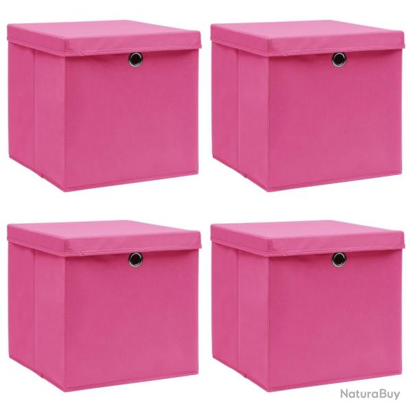 Bo�tes de rangement avec couvercles 4 pcs Rose 32x32x32cm Tissu