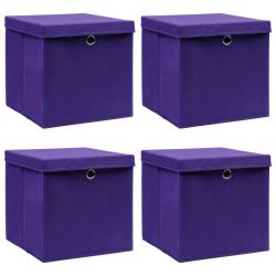 Bo&icirc;tes de rangement et couvercles 4 pcs Violet 32x32x32cm Tissu