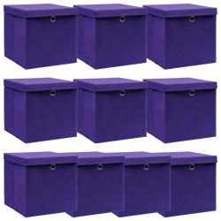 Bo&icirc;tes de rangement et couvercles 10pcs Violet 32x32x32cm Tissu